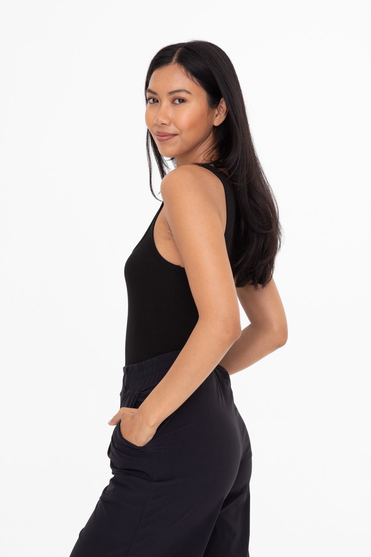 Black Ribbed Body Suit