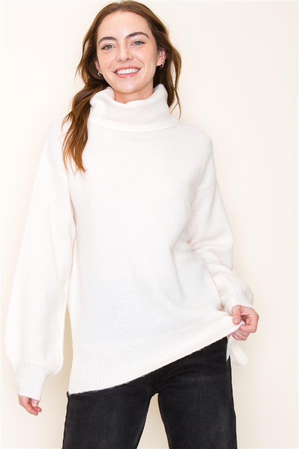 Balloon Sleeve Turtle Neck