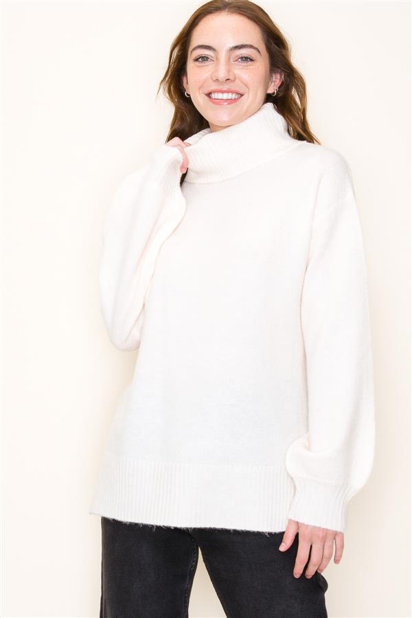 Balloon Sleeve Turtle Neck