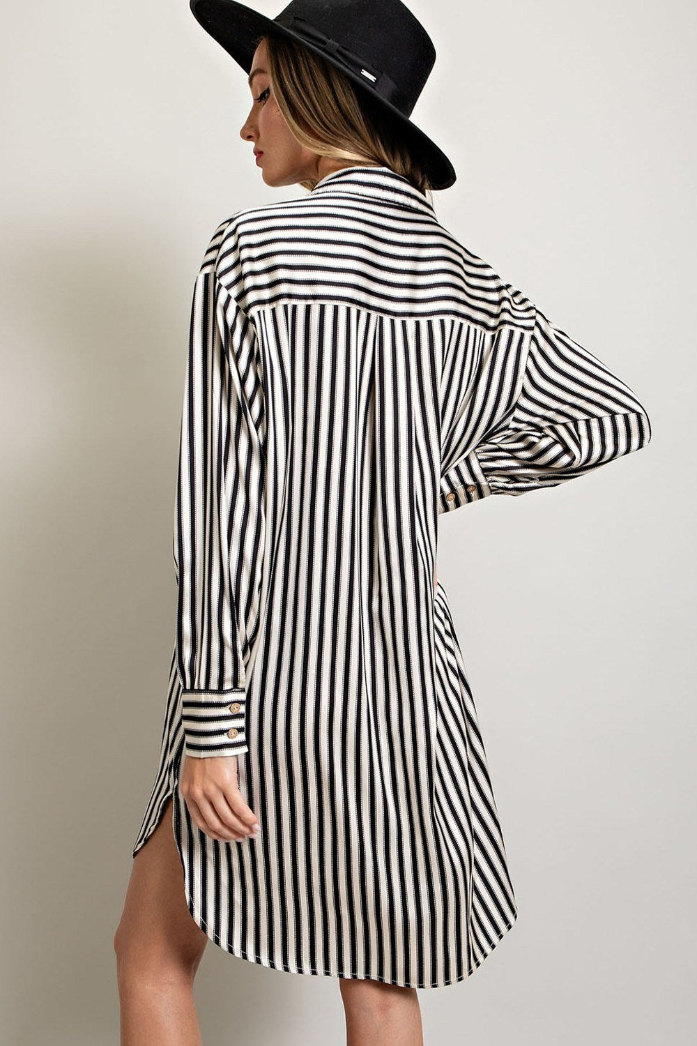 Black and White Stripe Shirt Dress