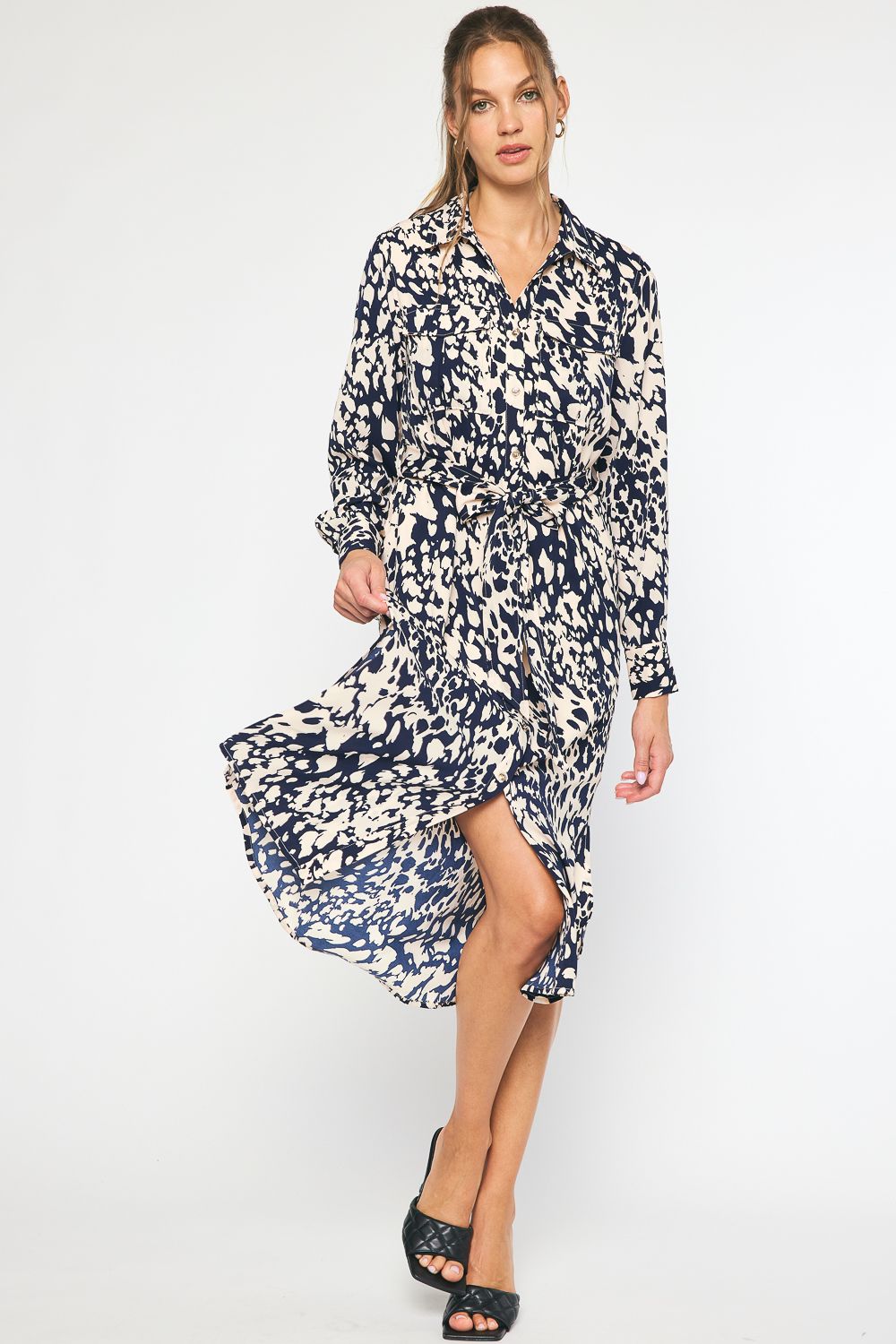Marble Long Sleeve Dress