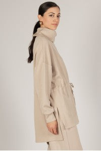 P. Cill Mock Neck Long Sleeve Drawstring Waist