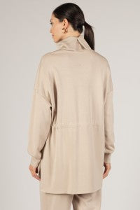 P. Cill Mock Neck Long Sleeve Drawstring Waist