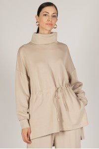 P. Cill Mock Neck Long Sleeve Drawstring Waist