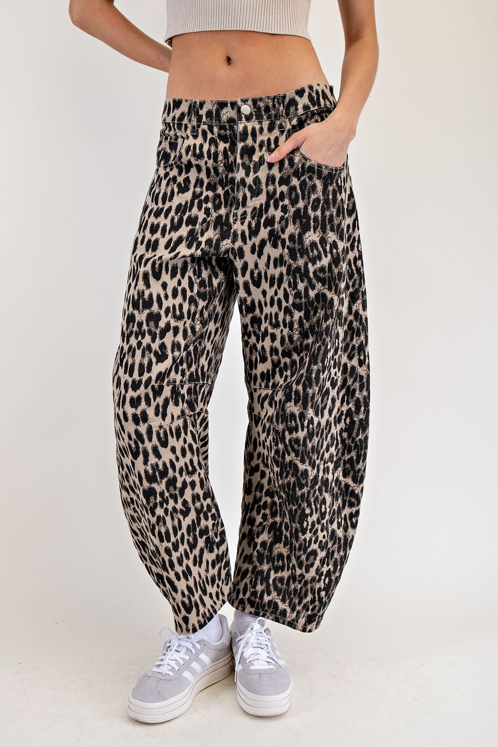 Leopard Barrel Jeans