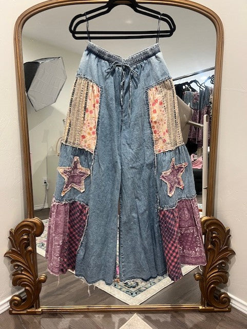 Patch Wide Leg Pants