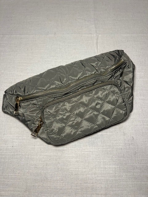 Quilted Army Green Belt Bag